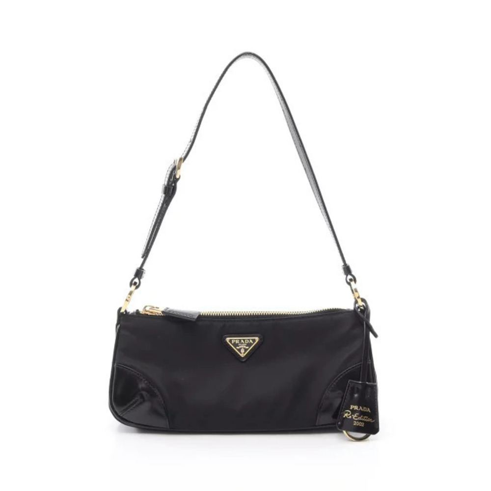 Prada Re Edition Hobo Bag Shoulder Leather Black